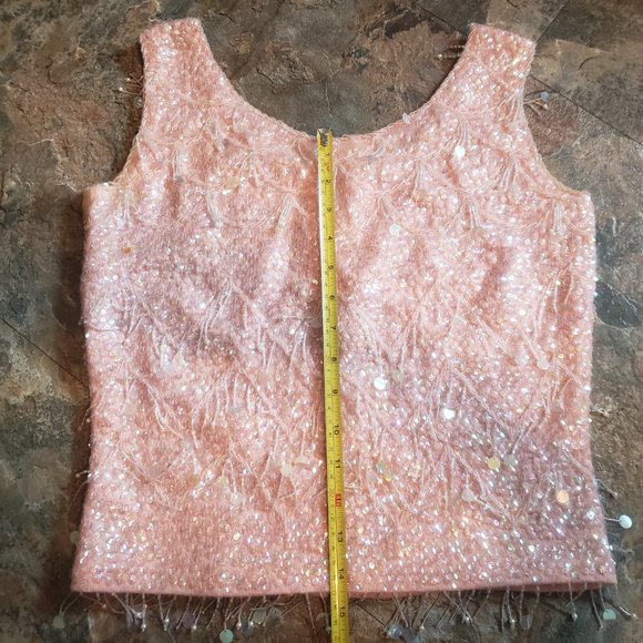 Stunning vintage wool beaded sequin top - Picture 6 of 13